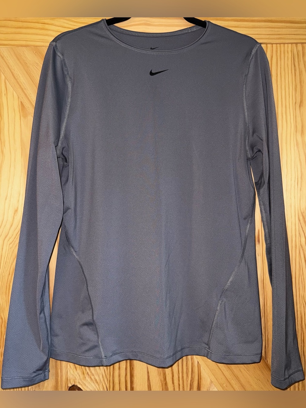 Nike Women's Long-Sleeve Performance Top - Gray with Black Swoosh